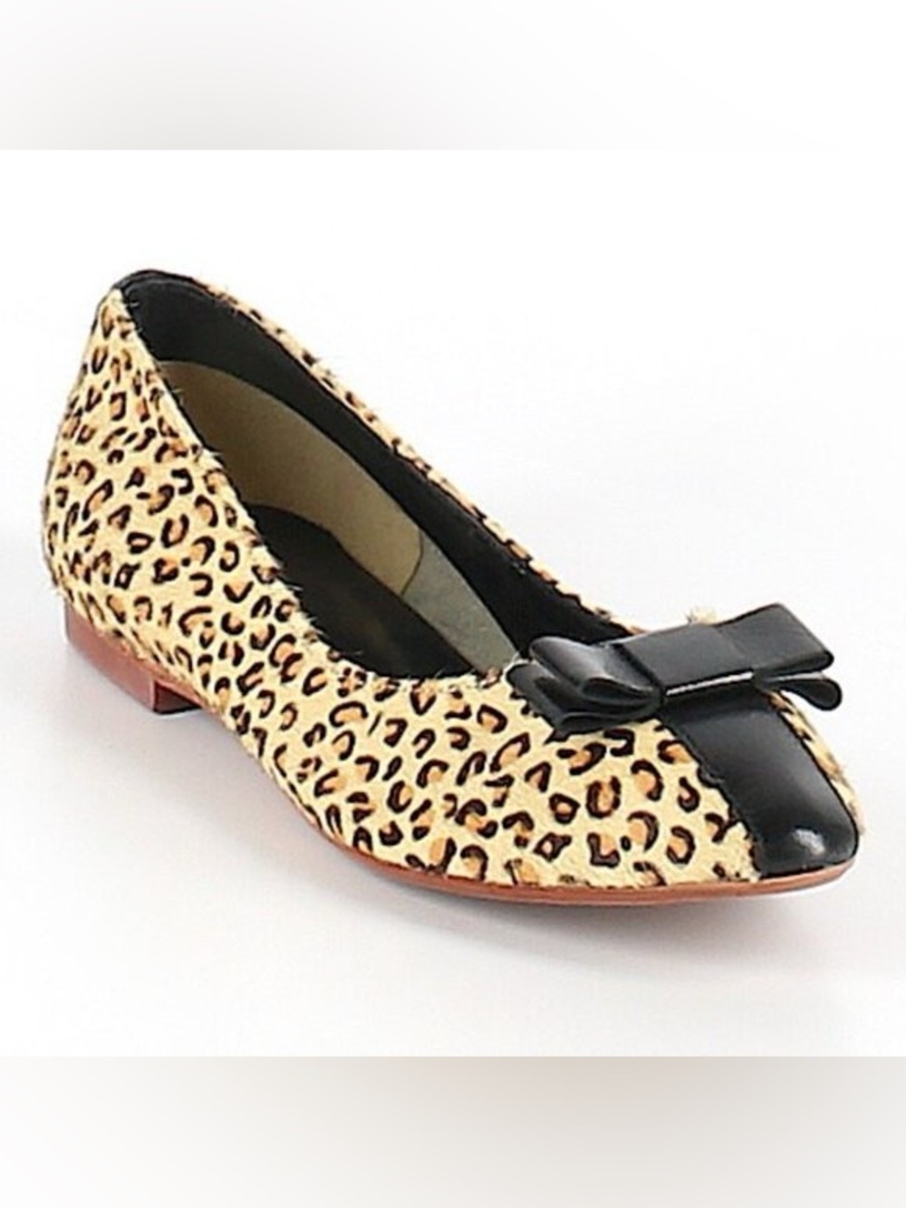 Re-mix Deluxe Vintage Shoes Retro Leopard Print Bow Flats